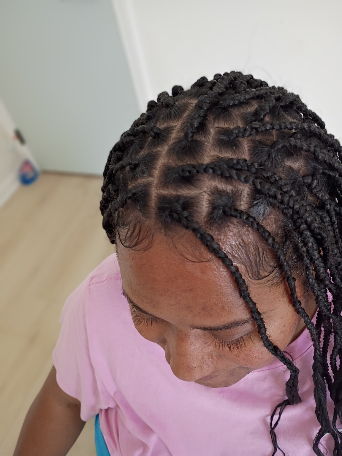 Close-up of neat braided parts